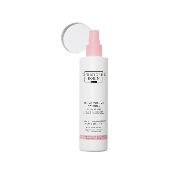 Christophe Robin volumising mist with pink cap and white label on a white background