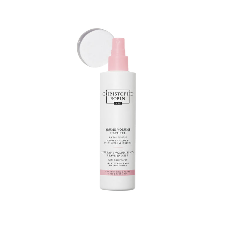 Christophe Robin volumising mist with pink cap and white label on a white background