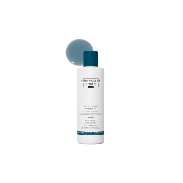 Shampoo bottle with a blue cap on a white background