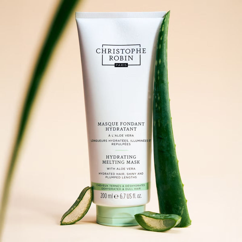 Hydrating melting mask with aloe vera 200ml  by Christophe Robin on a beige background